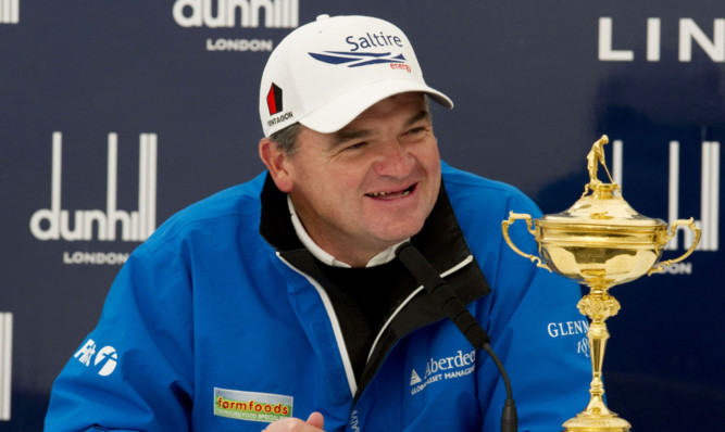 A happy Paul Lawrie after Medinah in 2012 but memories of his debut in 1999 were more nervy.