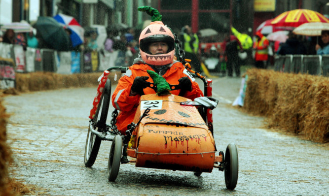 One of the drivers taking part in last years Brechin Cartie Race.