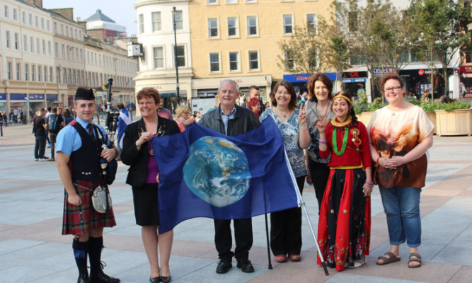 Deputy Lord Provost Christina Roberts was among those attending the peace parade in Dundee city centre. Earlier she unveiled a new peace pole at the Peace Gardens outside McManus Galleries.