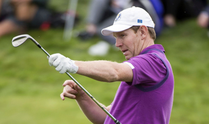 Stephen Gallacher sets his sights during Wednesdays practice round.