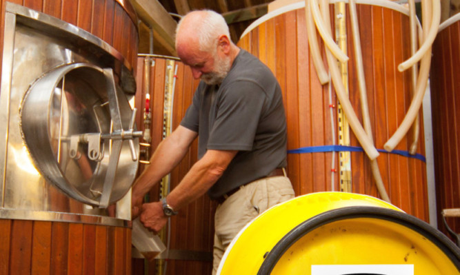 Jim Hughan in production at the MòR Brewery in Kellas.