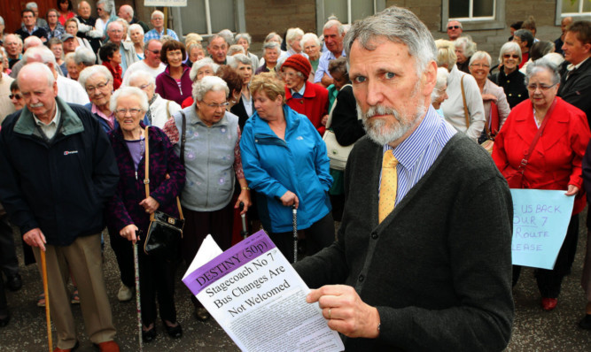 Councillor Lewis Simpson with some of the angry residents who attended last months meeting at the RDM Institute in Scone.
