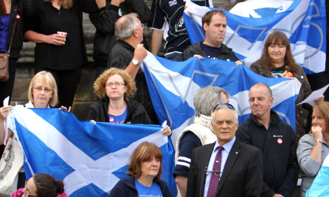 Some of the Yes supporters who gathered in Kirkcaldy.