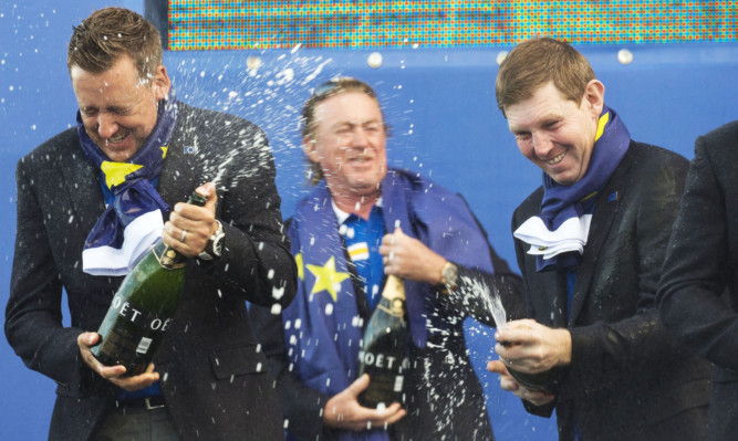 Stephen Gallacher (right) joins the European celebrations.
