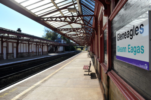 Kim Cessford - 07.10.12 - pictured is Gleneagles Station which is ti be improved before the 2014 Ryder Cup - sign giving year of construction