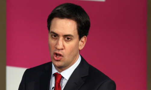 Labour Leader Ed Miliband delivers his speech.