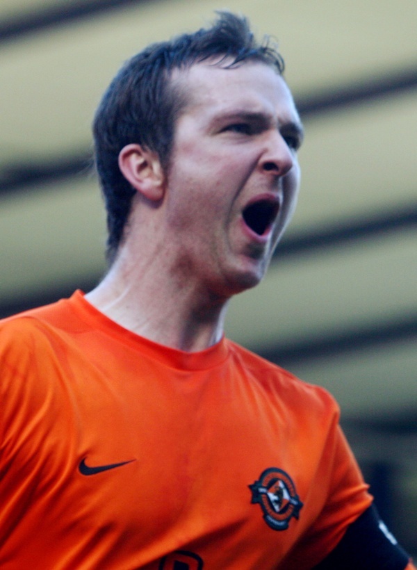 Football, Active Nation Scottish Cup Semi Final, Dundee United v Raith Rovers.     United's Andy Webster celebrates 2nd goal