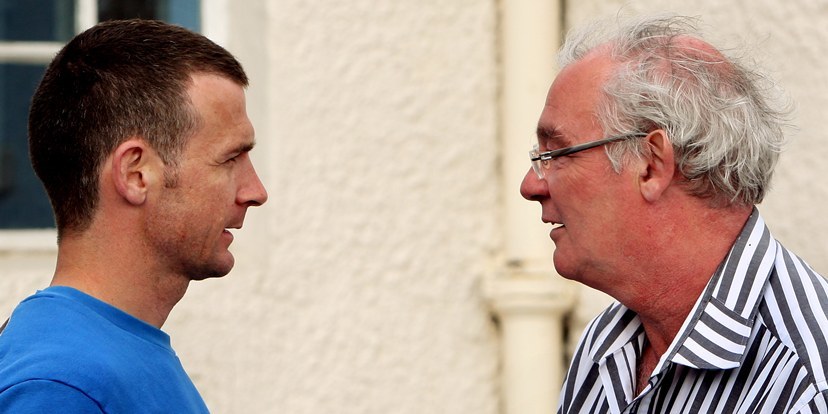 Homecoming Scottish Cup Semi-Final Preview.  Dunfermline FC manager Jim McIntyre (left) and Jim Leishman in conversation.