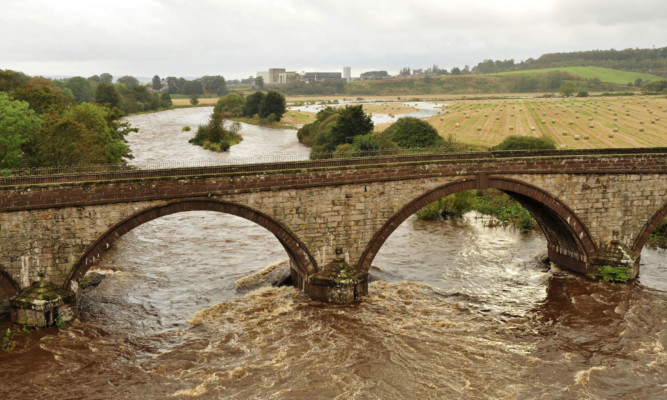 Dangerous: the Lower Northwaterbridge over the North Esk.