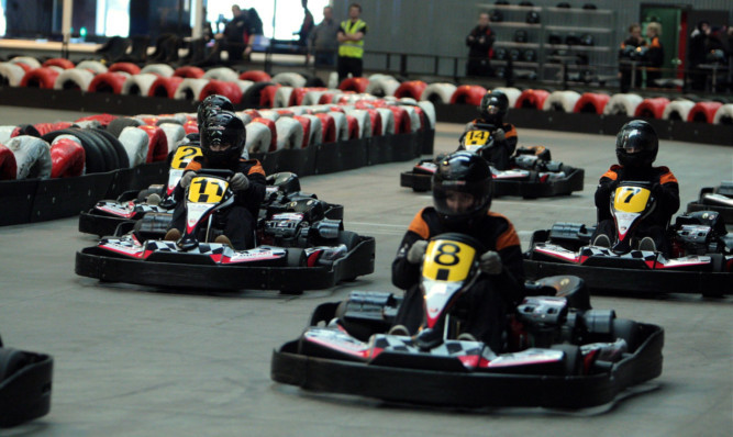 Go-karts in action on the centres opening day.