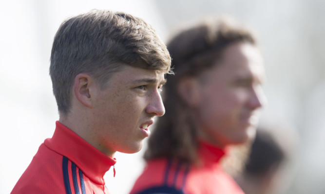Former Dundee United star Ryan Gauld and ex-St Johnstone striker Stevie May at the Scotland training camp at Mar Hall.