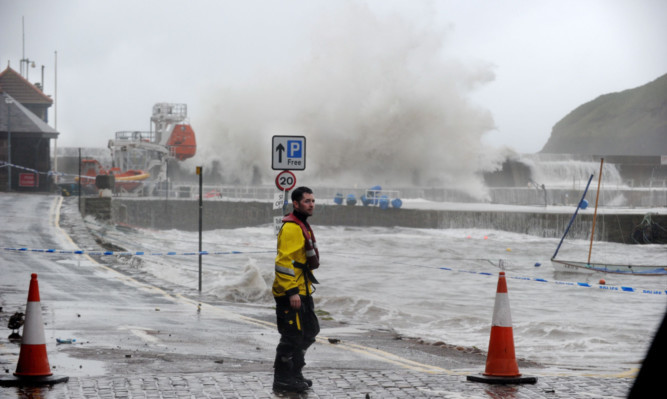 Stonehaven was hit by wild weather, with flooding causing the towns residents problems.