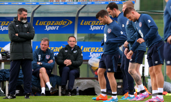 Republic of Ireland assistant manager Roy Keane watches on during a training session at Gannon Park.
