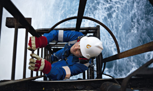 A worker on one of the companys offshore installations.