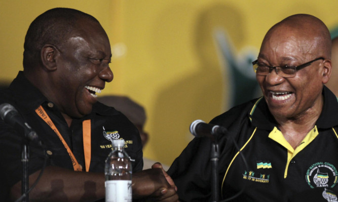 Mr Zuma (right) with his deputy Cyril Ramaphosa during their elective conference.