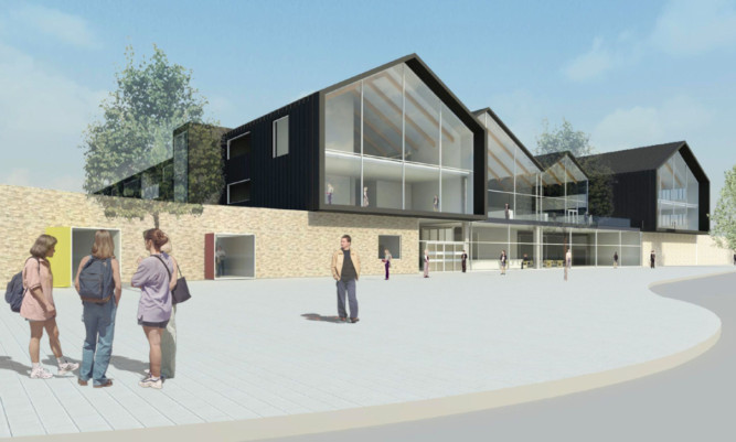 An artists impression of how the entrance at the new Waid Academy will look.