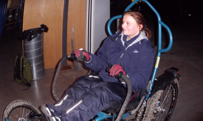 Gemma Lumsdale testing the special Molten Rock wheelchair that gives users freedom to enjoy the great outdoors.