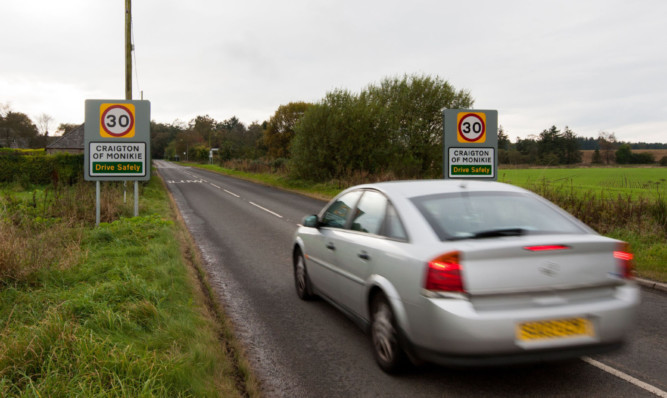 The speed limit through Craigton of Monikie has been reduced from 60mph to 30mph.