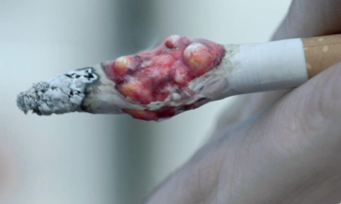 The hard-hitting campaign shows a tumour growing from a cigarette.