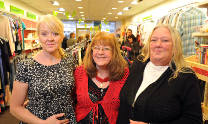 Staff of the Oxfam shop, from left: Erica Kirkhope, Betty Girvin and Marion Ednie.