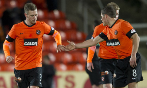 Barry Douglas (left) is congratulated on his goal against St Mirren.