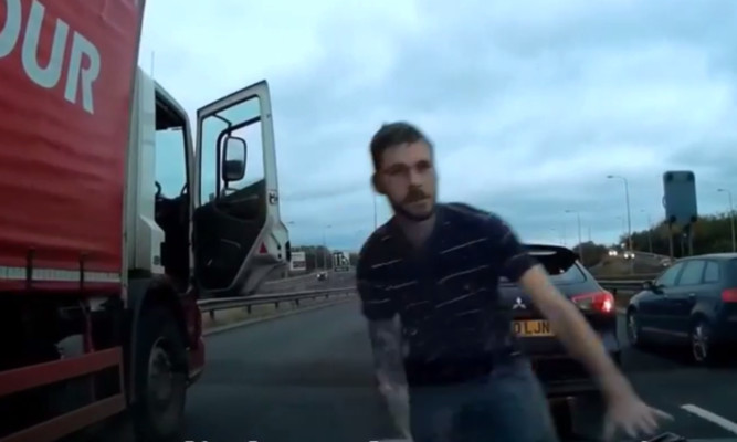 The lorry driver got out of his vehicle to confront the driver near the Forth Road Bridge.