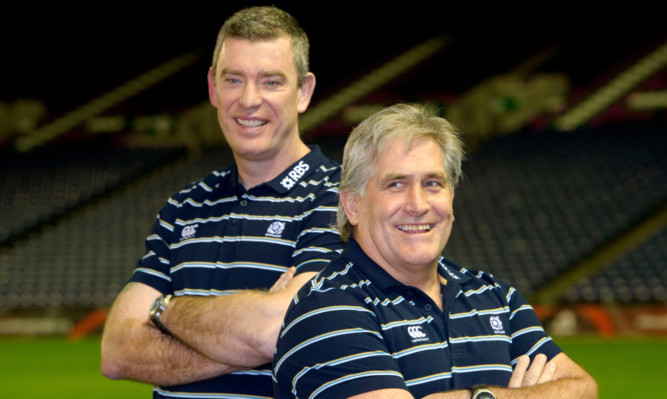 Interim Scotland rugby manager Scott Johnson (right) with new forwards coach Dean Ryan at Murrayfield.