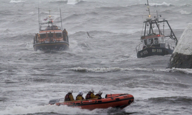 Arbroath lifeboat in action.