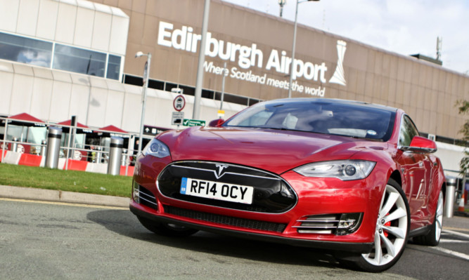 A Tesla model S at Edinburgh Airport.
