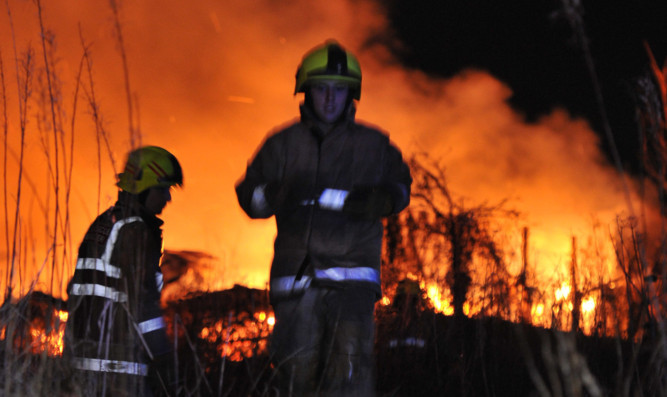 Kim Cessford - 14.01.13 - pictured is the fire on the allotments on the Law Hill