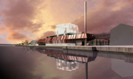 An impression of the planned biomass plant for Dundee waterfront.