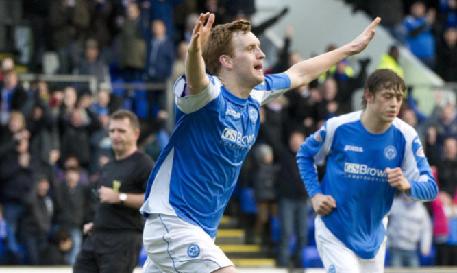 Craig celebrates his goal against Dundee.