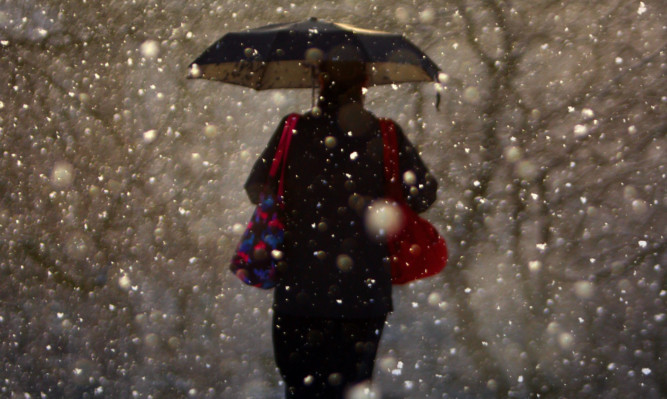 A snowy walk in Baxter Park, Dundee, during one of Friday's sunnier spells.