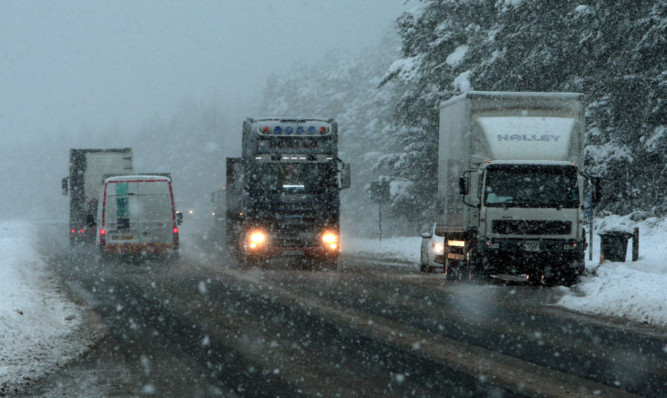 The terrible conditions on the A9 near Dunkeld on Tuesday.