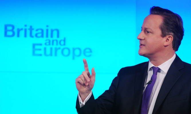 David Cameron delivers his speech in London today, where he made his referendum pledge.