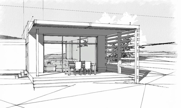 A sketch of the proposed patio area.