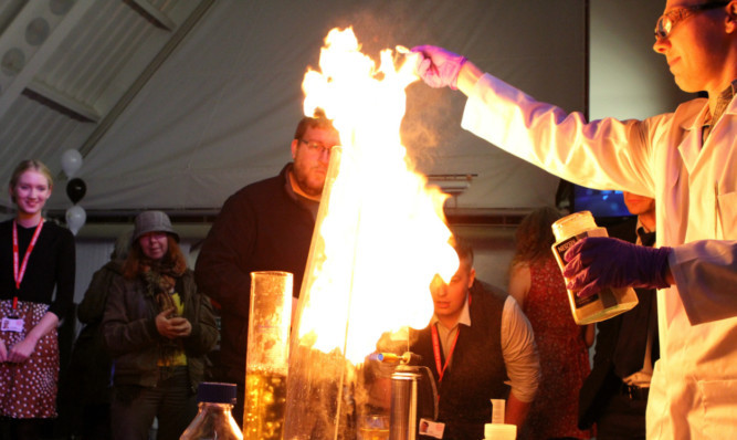 David Foley during his experiments at the science festival.