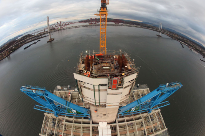 These new close-up photos show work continuing on the Queensferry Crossing. The new bridge over the Forth is due for completion in 2016 and will reach 207 meters in height.