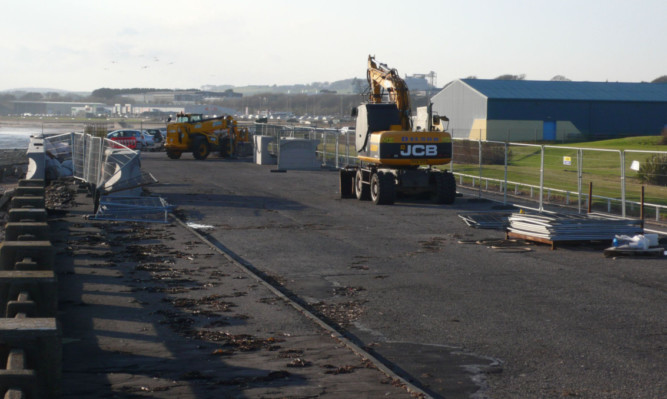 Sea wall replacement works at Arbroath.