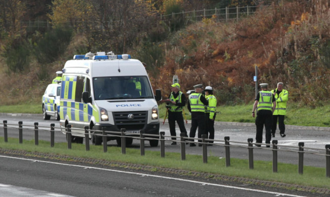 A crash on the A9 which closed the road at Ballinluig. Image: DC Thomson