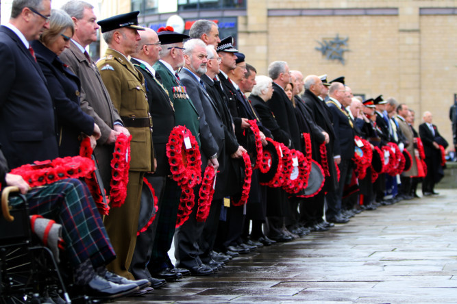 Dundee fell silent to pay tribute to service personnel who made the ultimate sacrifice while serving their country. Wreaths were laid outside City Churches after a parade through the city.