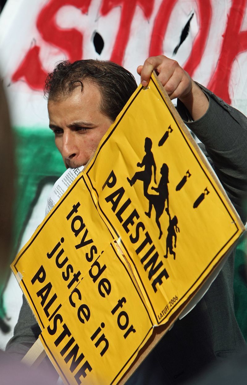 Kim Cessford, Courier - 31.05.10 - demonstration / vigil for the Israeli attack / policing of the humanitarian convoy headed for Gaza - pictured is Khaled El Awaisi brother of Ali El Awaisi from Dundee who was onboard one of the ships