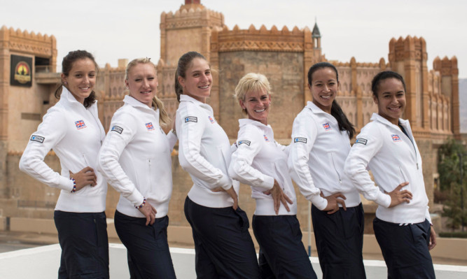 Great Britiain's Fed Cup Team: (L to R) Laura Robson, Elena Baltacha, Johanna Konta, Judy Murray, Anne Keothavong and Heather Watson.