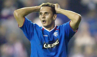 Peter Lovenkrands during his Rangers days.