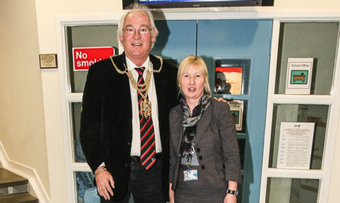Fife Provost Jim Leishman with Methilhill Primary headteacher Barbara Thomson.