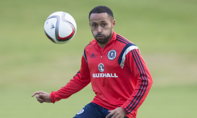 Ikechi Anya gets on the ball in training.