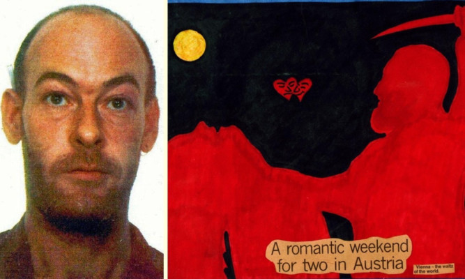 Sweeney and what police believe is a self-portrait of him and victim Melissa Halstead.