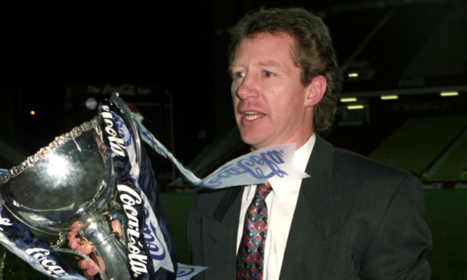 Jimmy Nicholl back in the day, after lifting the Coca-Cola Cup with Raith Rovers.