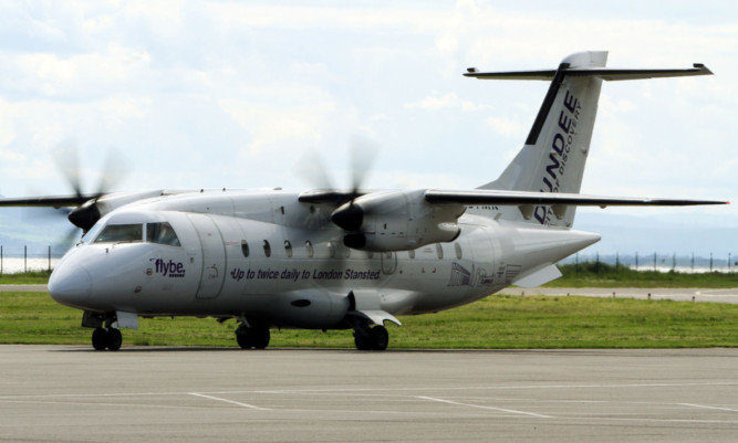 The Stanstead flight at Dundee Airport.