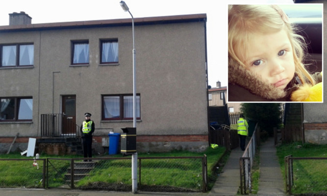 The house in Croftangry Road in which Madison, inset, was fatally injured.